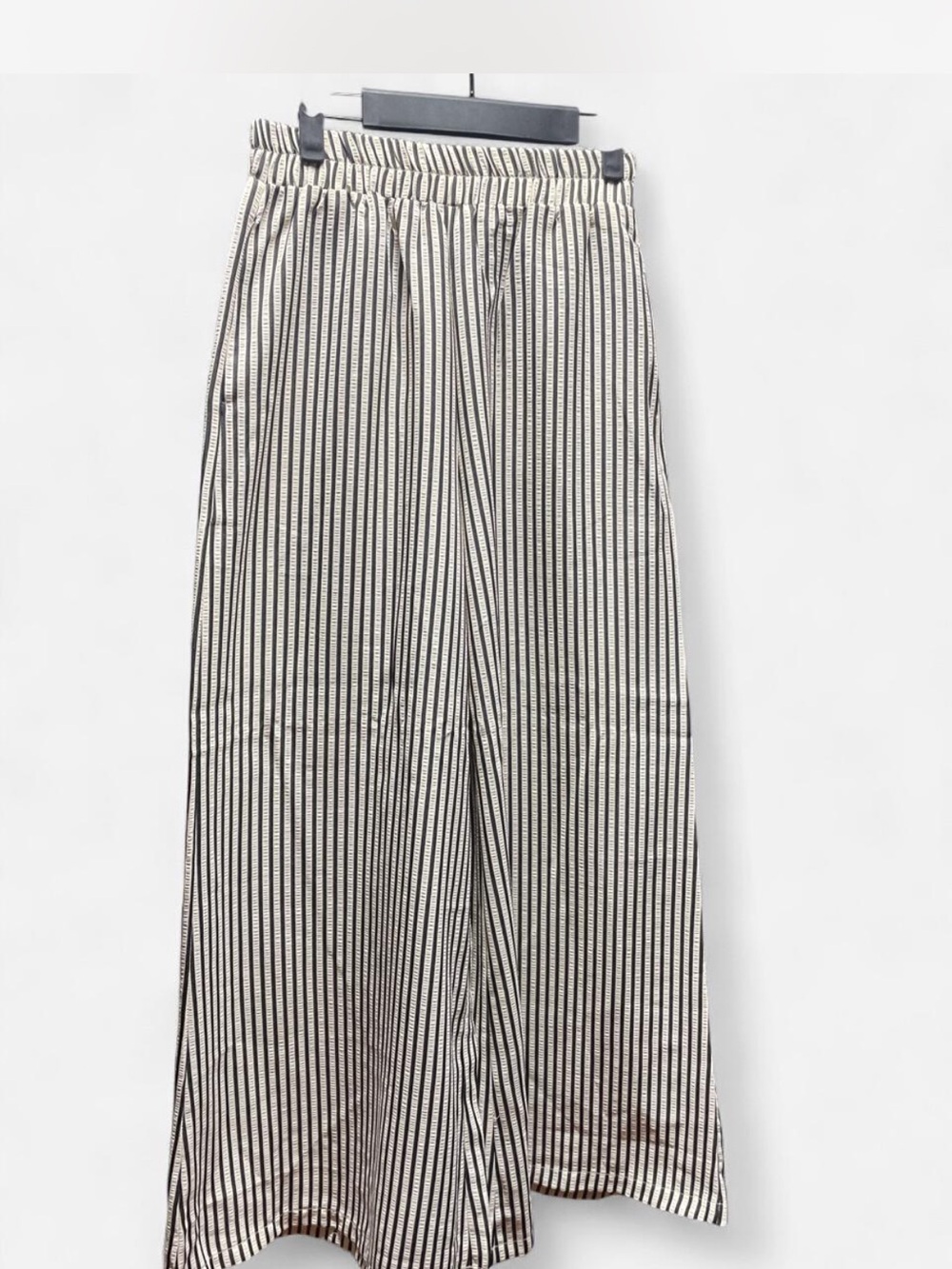 Striped Wide Leg Pants in Black and Cream